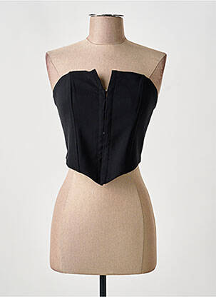 Top guler pătrat fără mâneci negru BERSHKA femme