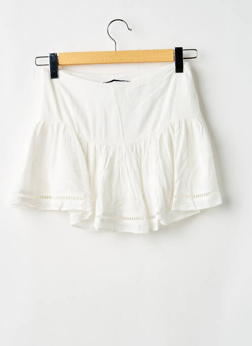 Fustă mini închidere cu fermoar lateral alb BERSHKA femme