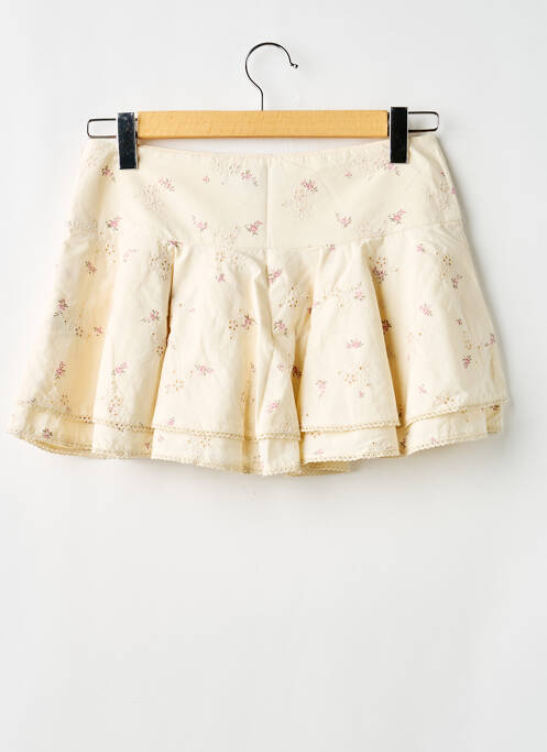 Fustă mini închidere cu fermoar lateral bej ZARA femme