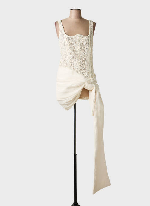 Rochie scurtă închidere cu fermoar la spate bretele subțiri bej INNOVARE DENIM femme