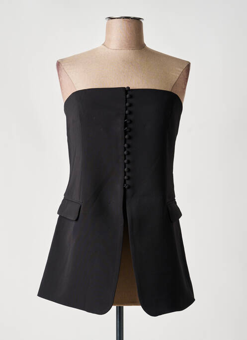 Top guler pătrat fără mâneci negru BOA femme