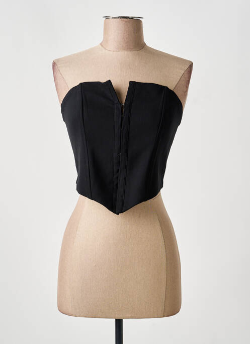 Top guler pătrat fără mâneci negru BERSHKA femme