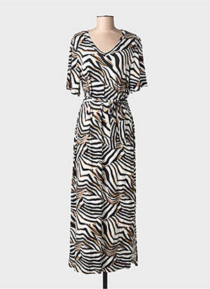 Rochie lungă mâneci scurte mâneci scurte bej GEISHA femeie