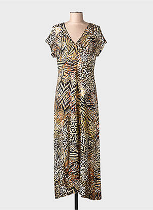 Rochie lungă mâneci scurte mâneci scurte maro GEISHA femeie