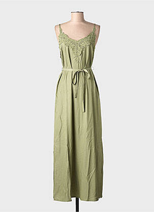Rochie lungă croială fluidă bretele subțiri verde CREAM femeie