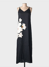 Rochie lungă imprimeu floral bretele subțiri negru CREAM femeie
