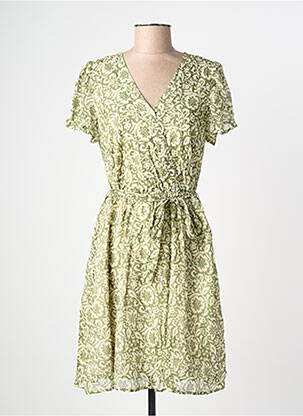 Rochie midi imprimeu floral mâneci scurte verde C'EST BEAU LA VIE femeie