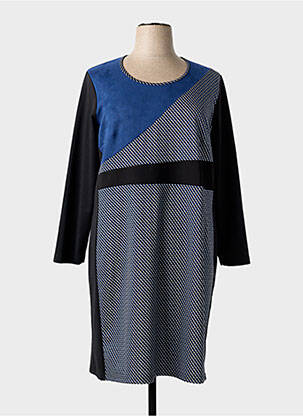 Rochie midi imprimeu fantezie mâneci lungi albastru GUY DUBOUIS femeie
