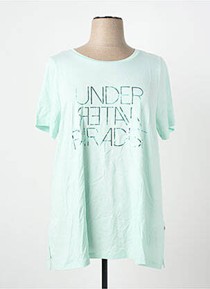 Tricou croială dreaptă mâneci scurte verde YESTA femeie