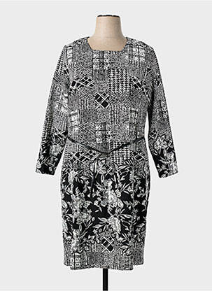 Rochie midi imprimeu fantezie mâneci lungi negru GUY DUBOUIS femeie