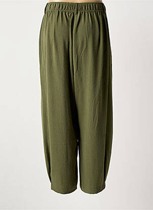 Pantalon larg țesătură poplin mărime normală verde MAT. femeie
