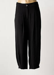 Pantalon larg țesătură poplin mărime normală negru MAT. femme