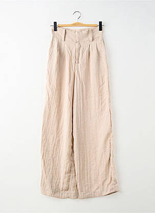 Pantalon larg țesătură crep talie înaltă bej H&M femeie