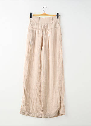Pantalon larg țesătură crep talie înaltă bej H&M femeie