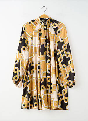 Rochie scurtă croială evazată mâneci lungi bej H&M femeie