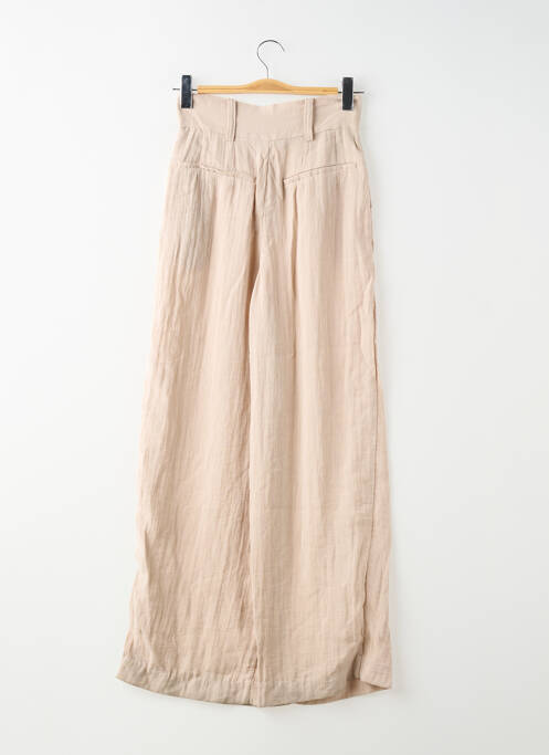 Pantalon larg țesătură crep talie înaltă bej H&M femme