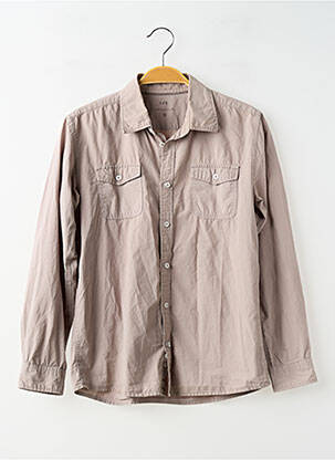 Cămașă cu mâneci lungi țesătură poplin maro CFK garcon