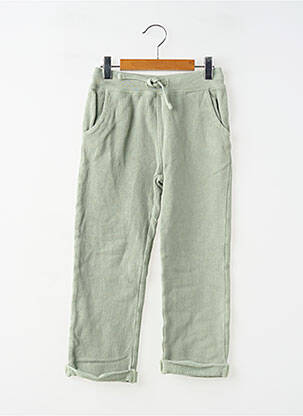 Pantalon drept închidere cu legături de legat talie elastică verde MONOPRIX garcon