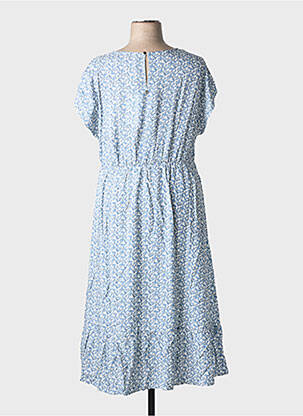 Rochie lungă țesătură poplin mâneci scurte albastru SHEEGO femeie