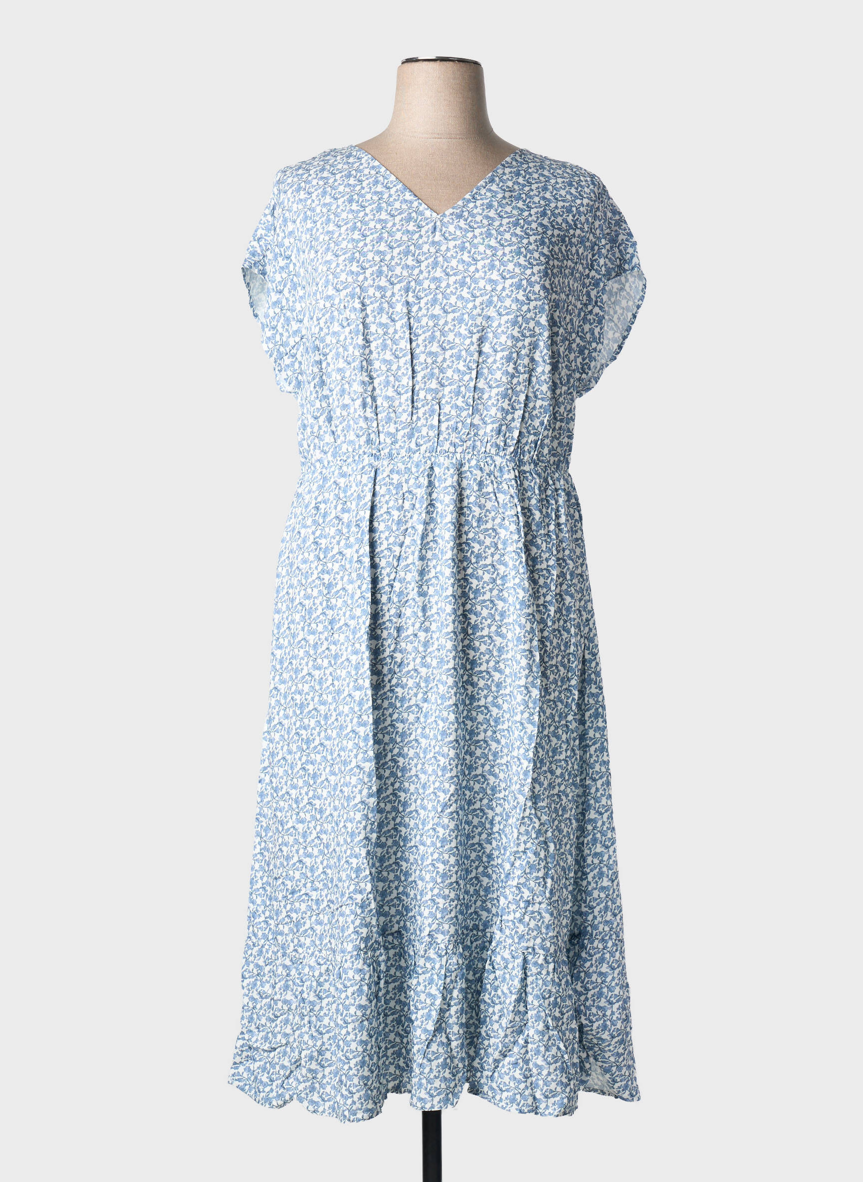 Rochie lungă mâneci scurte mâneci scurte albastru SHEEGO femeie