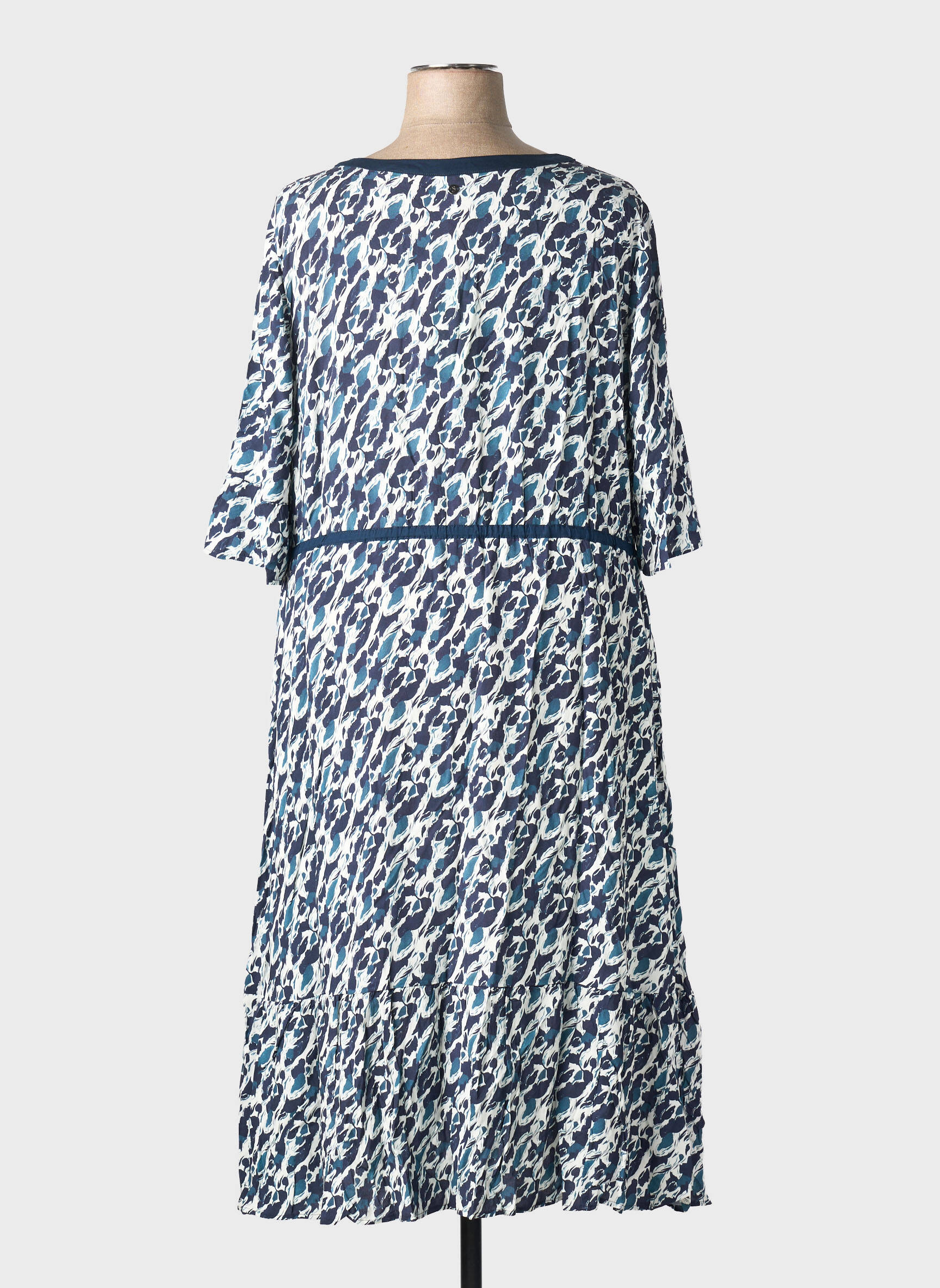 Rochie lungă imprimeu fantezie mâneci lungi albastru SHEEGO femeie