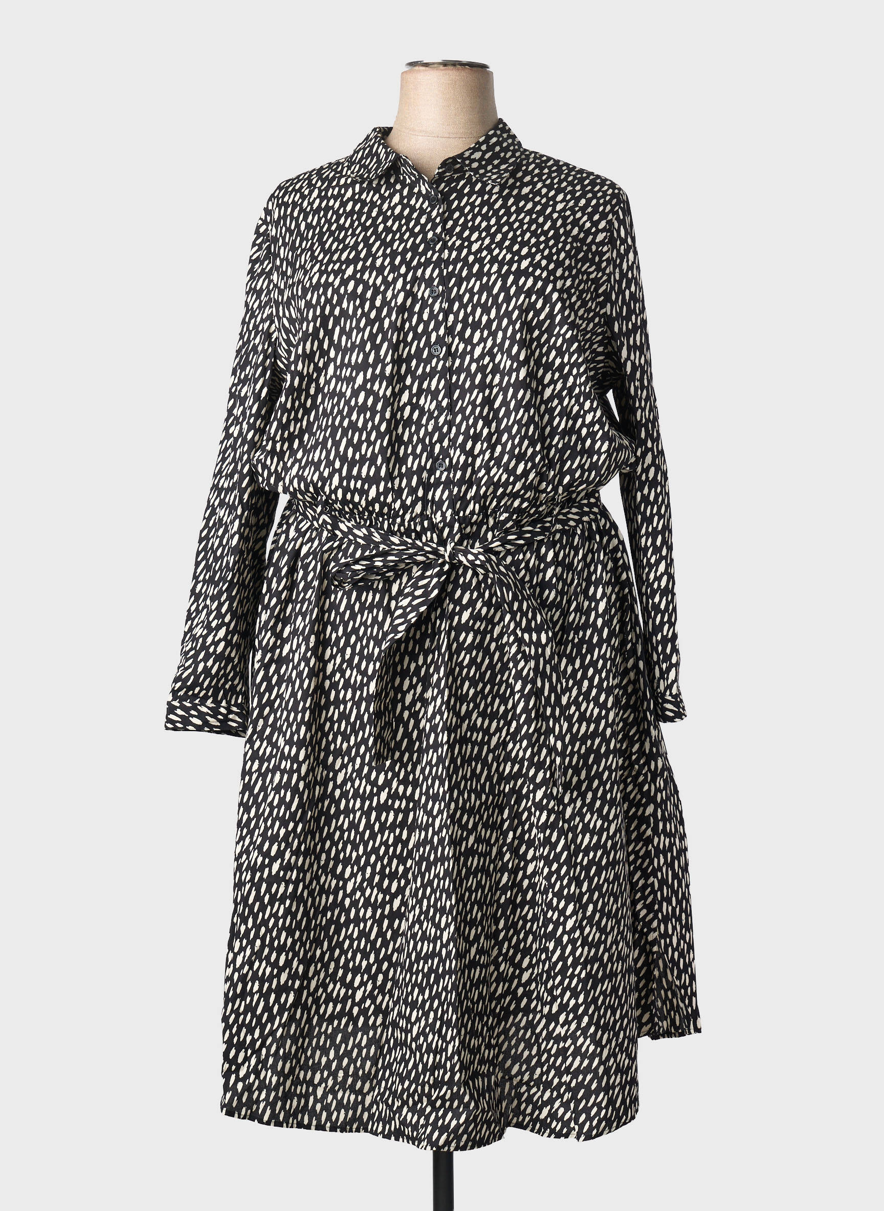 Rochie midi imprimeu fantezie mâneci lungi negru SHEEGO femeie