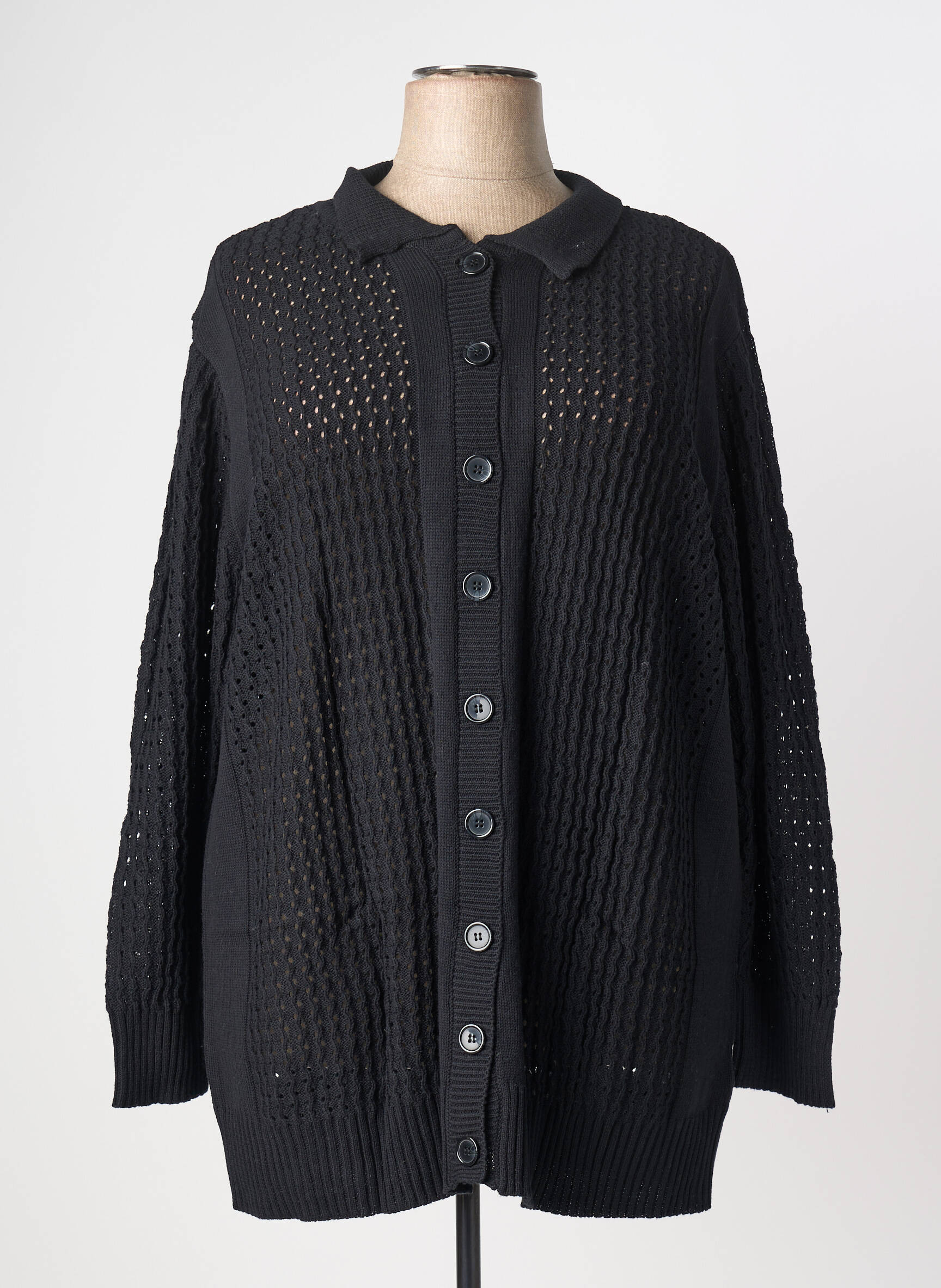 Jachete casual guler de bluză negru SHEEGO femeie
