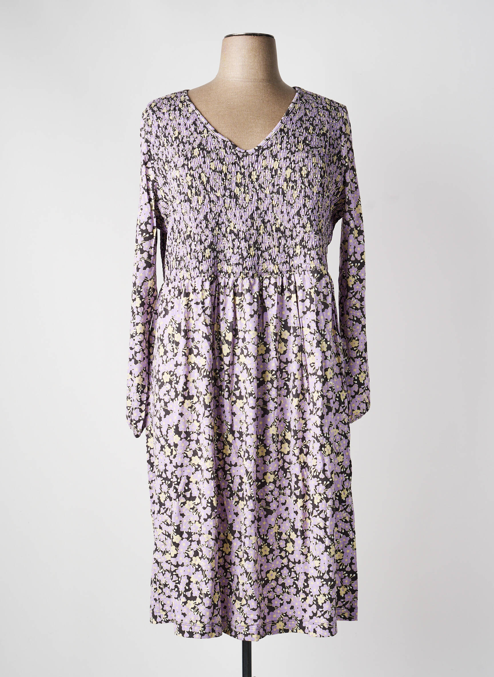 Rochie midi croială fluidă mâneci lungi violet SHEEGO femeie