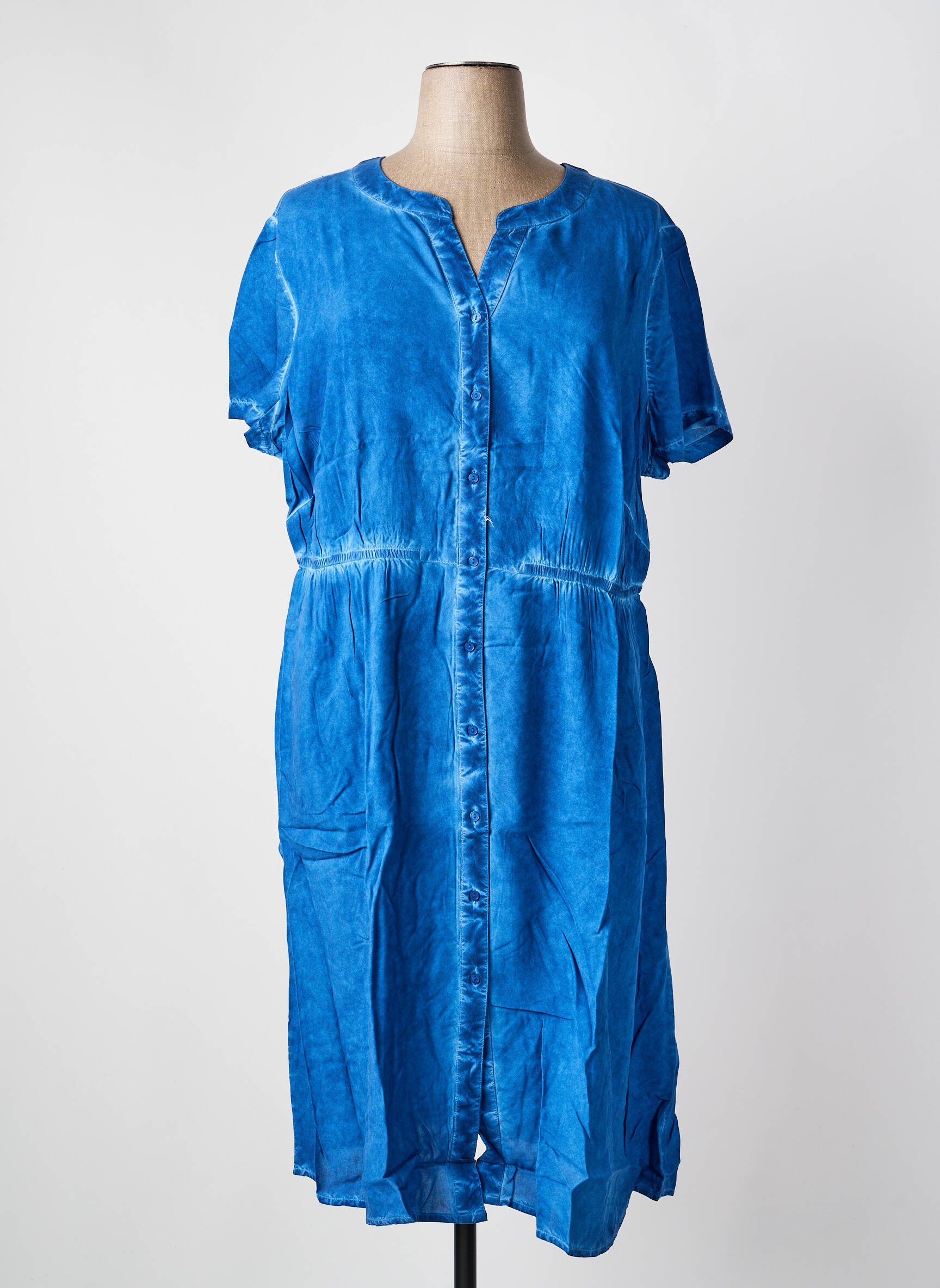 Rochie midi croială fluidă mâneci scurte albastru SHEEGO femeie