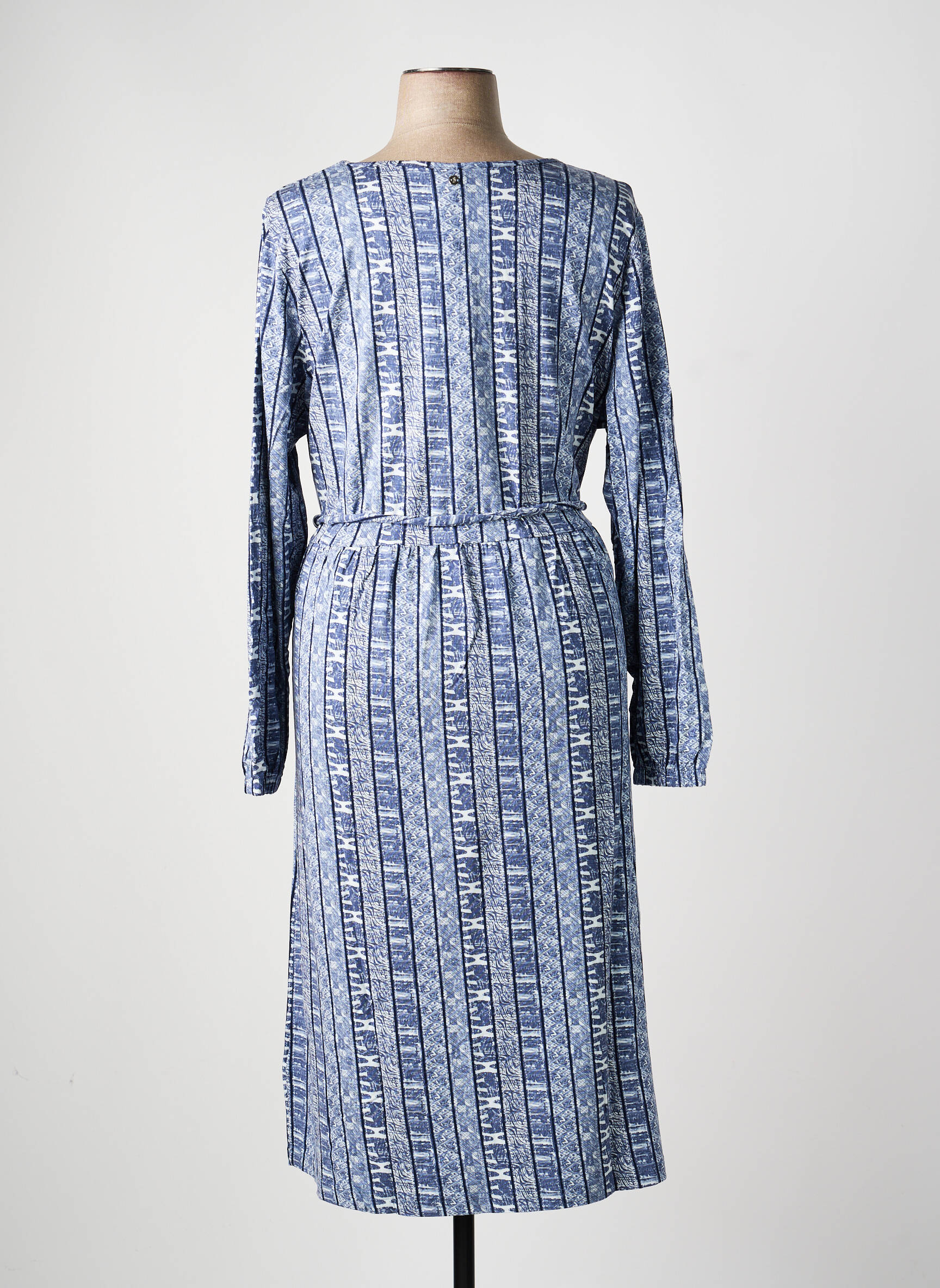 Rochie lungă imprimeu fantezie mâneci lungi albastru SHEEGO femeie