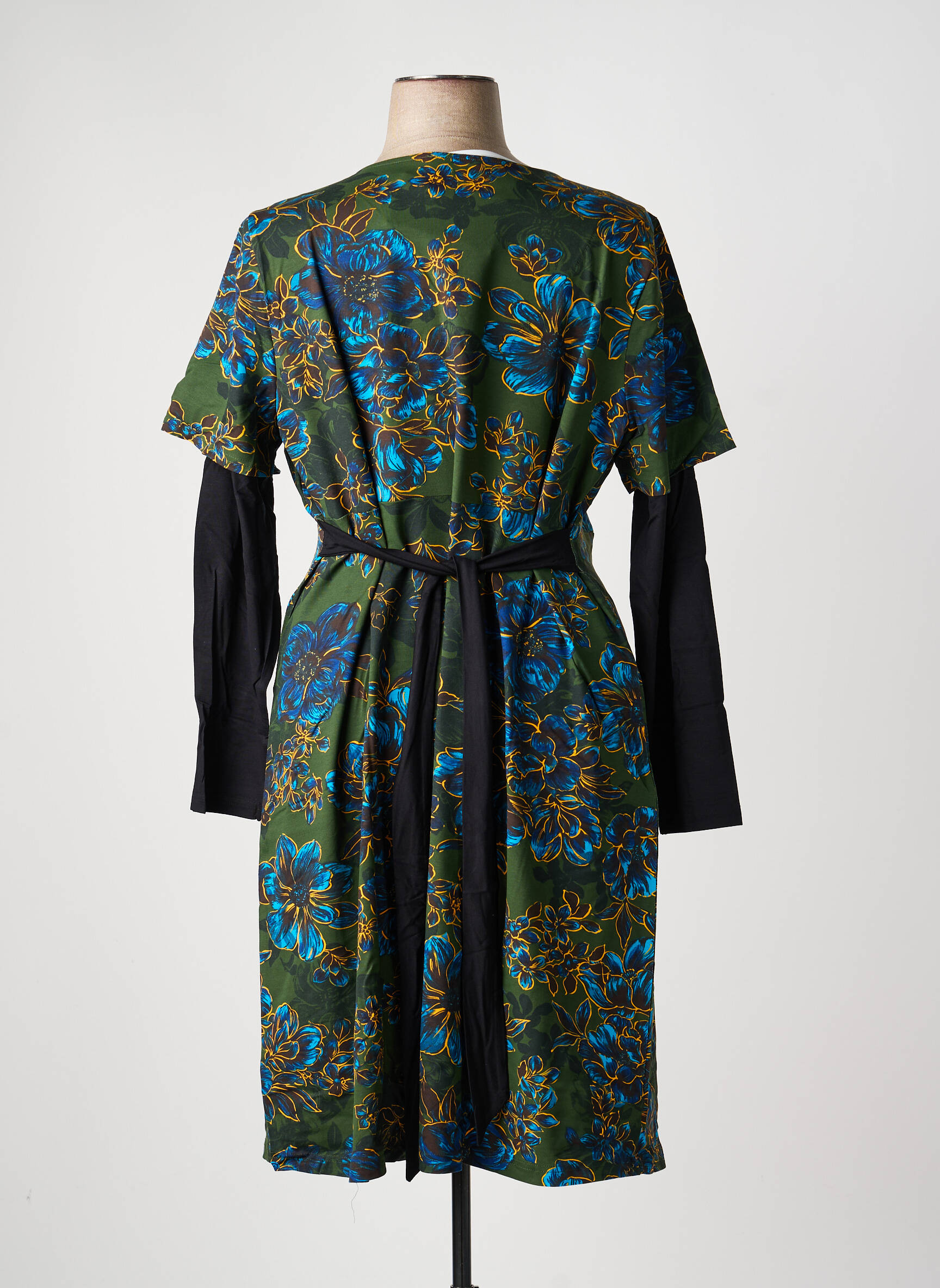 Rochie midi imprimeu floral mâneci lungi verde SHEEGO femeie