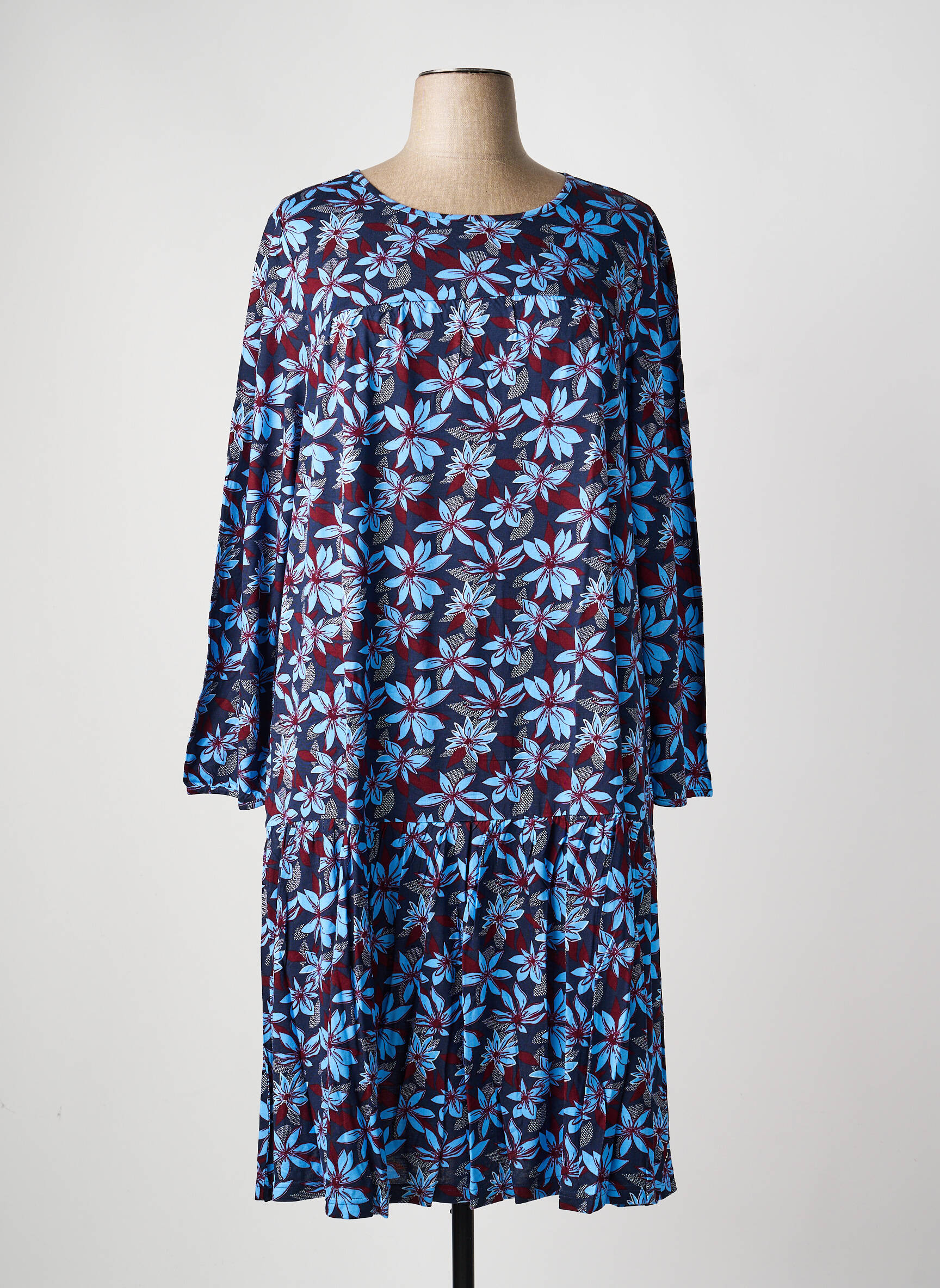 Rochie midi croială fluidă mâneci lungi albastru SHEEGO femeie