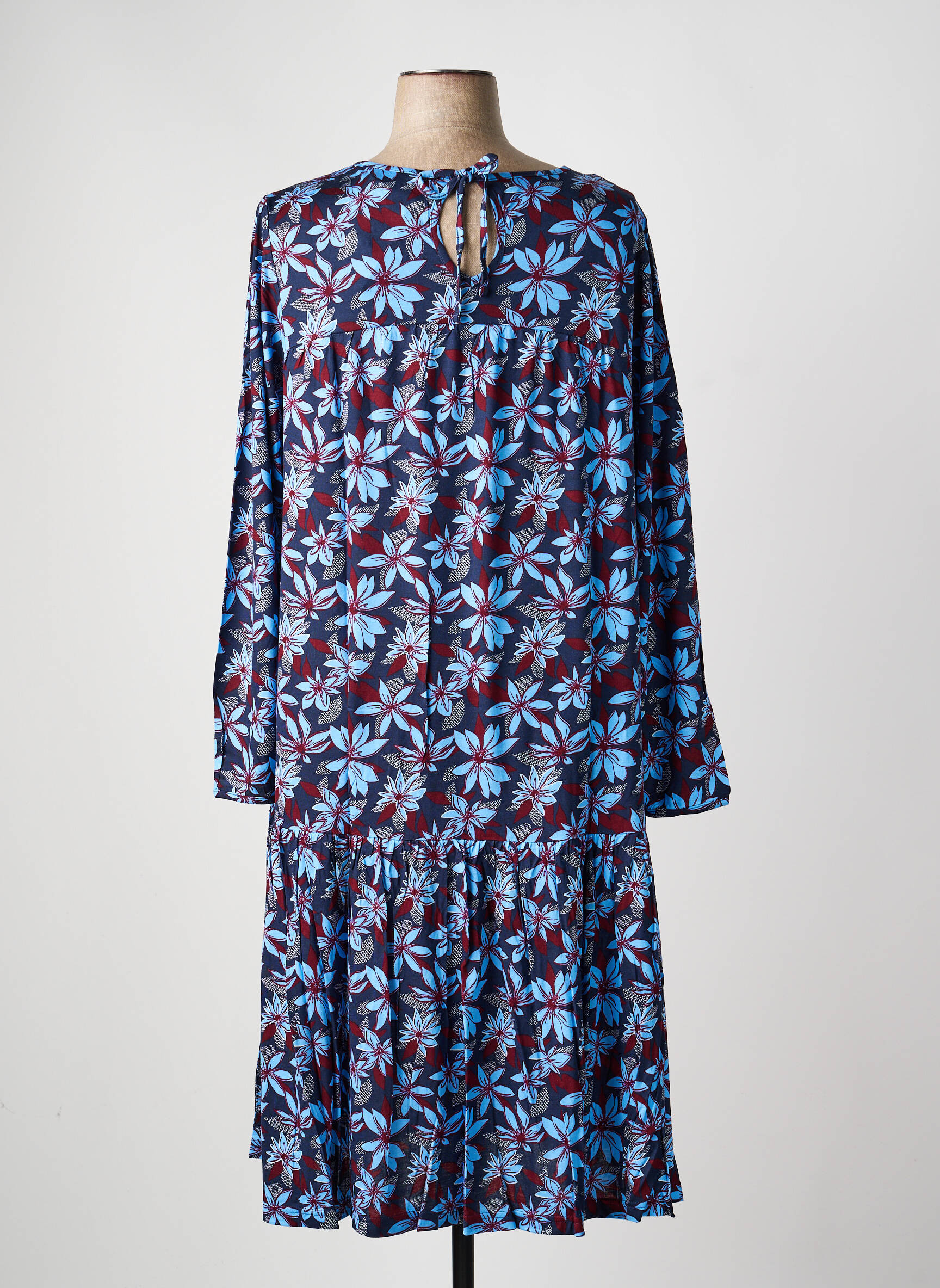 Rochie midi croială fluidă mâneci lungi albastru SHEEGO femeie
