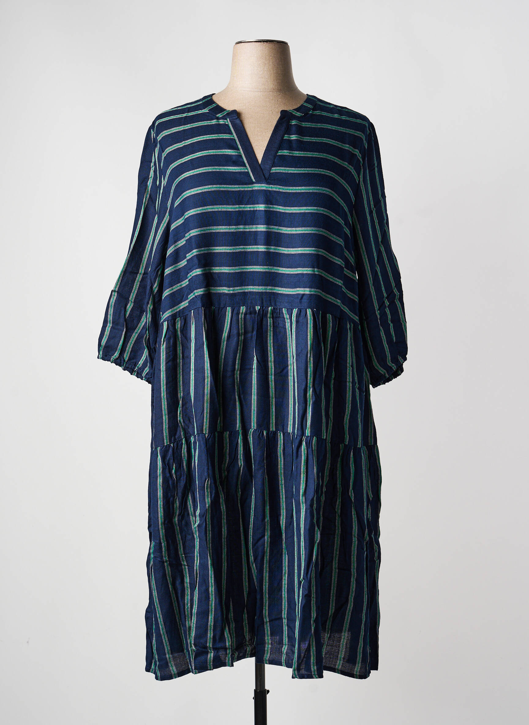 Rochie midi croială fluidă mâneci lungi albastru SHEEGO femeie