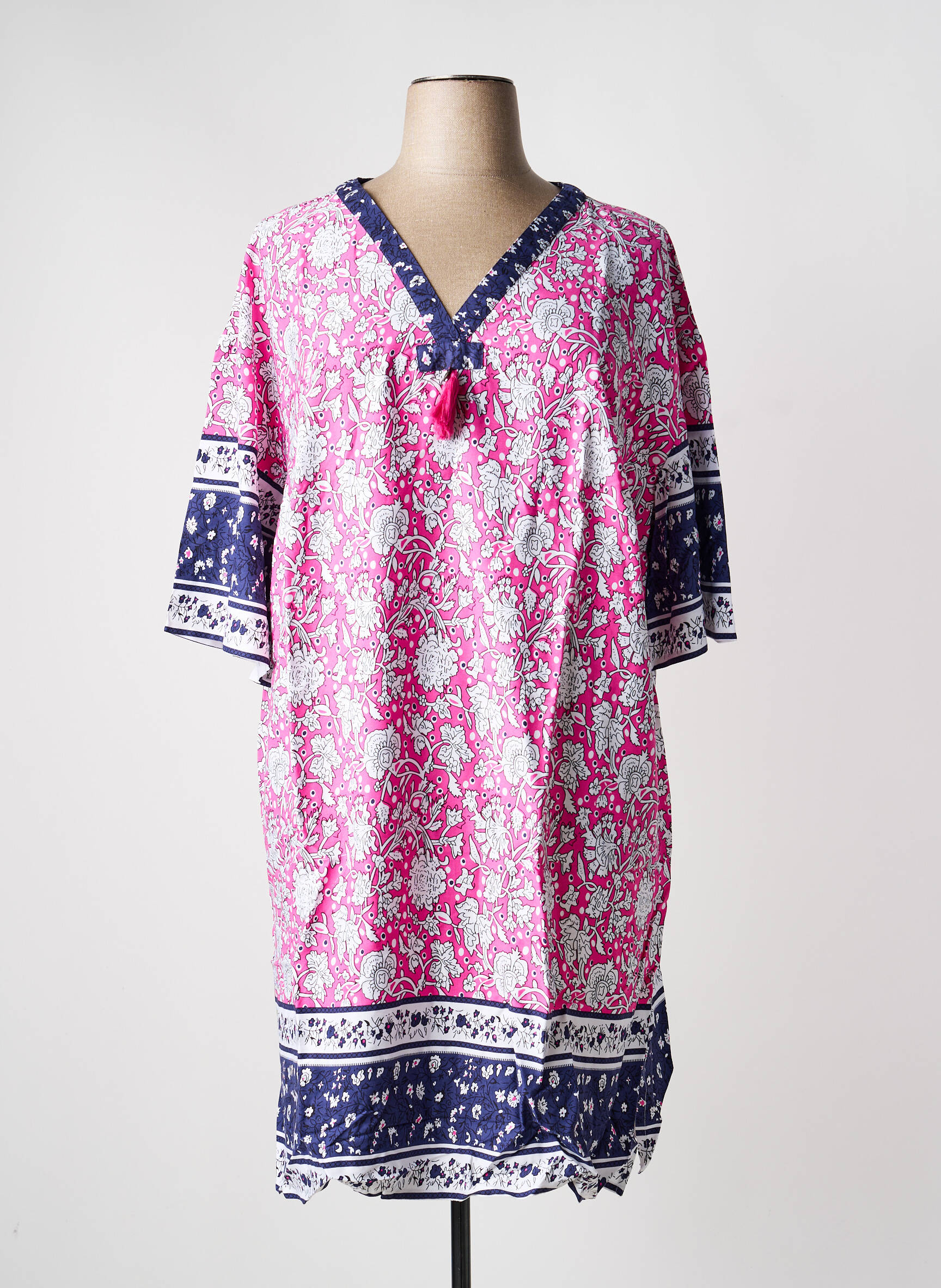 Rochie midi croială fluidă mâneci lungi roz SHEEGO femeie
