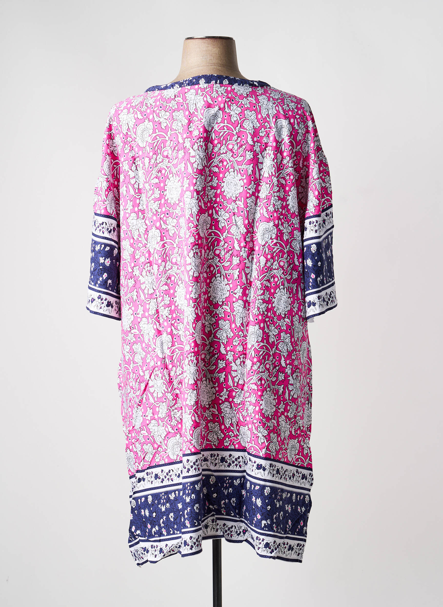 Rochie midi croială fluidă mâneci lungi roz SHEEGO femeie