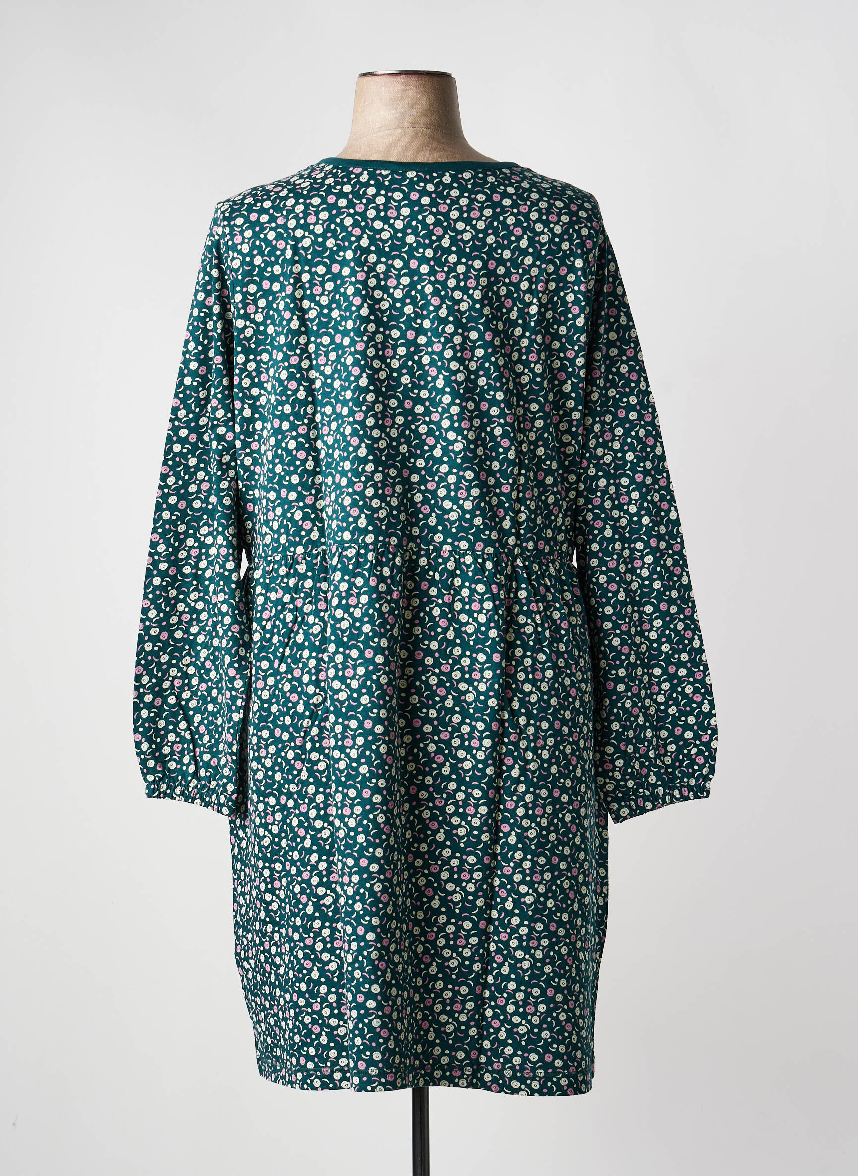 Rochie midi imprimeu fantezie mâneci lungi verde SHEEGO femeie