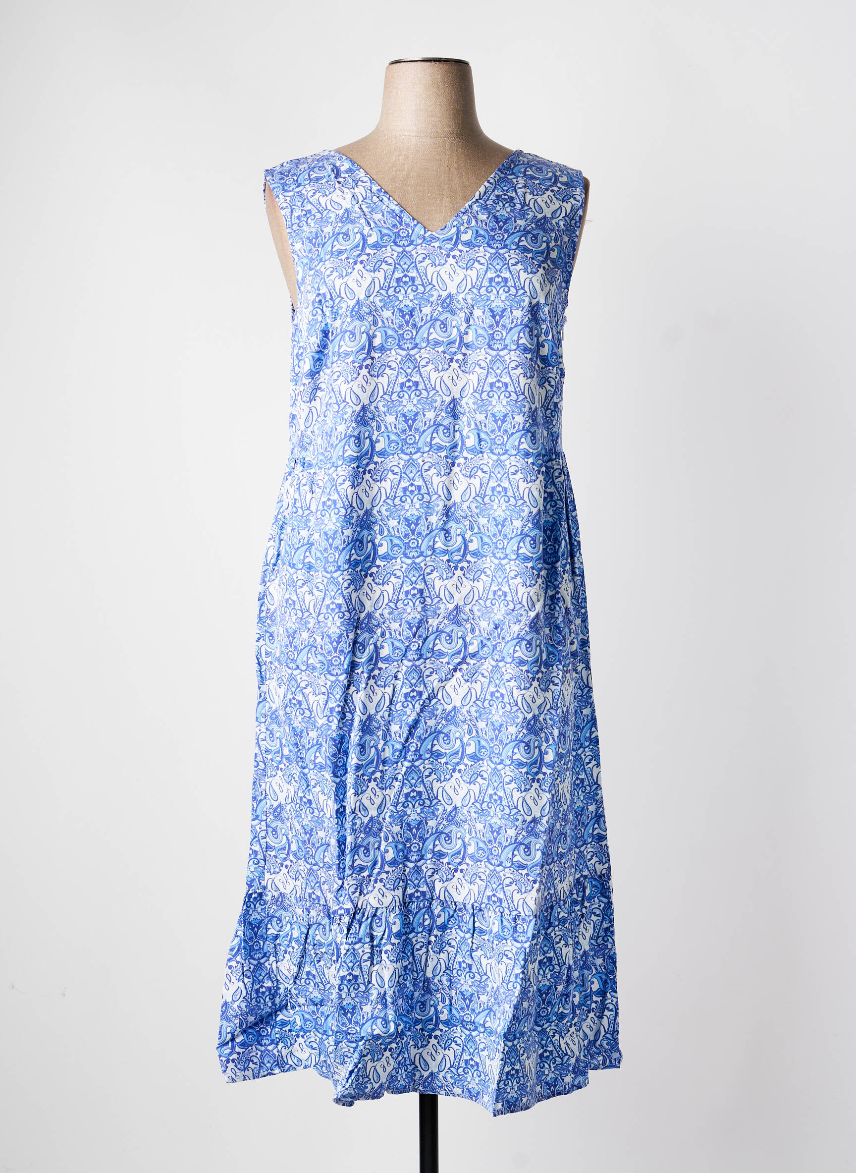 Rochie midi croială fluidă fără mâneci albastru SHEEGO femeie