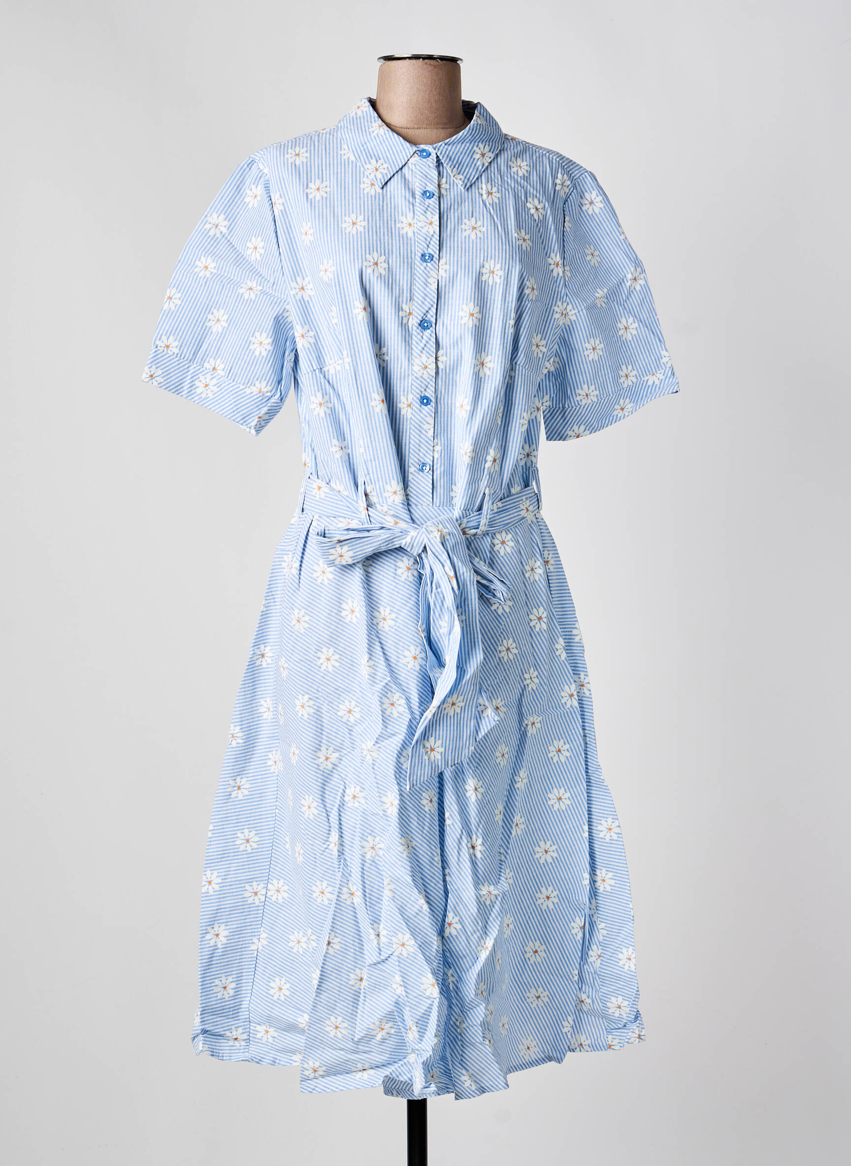 Rochie lungă mâneci scurte mâneci scurte albastru SHEEGO femeie