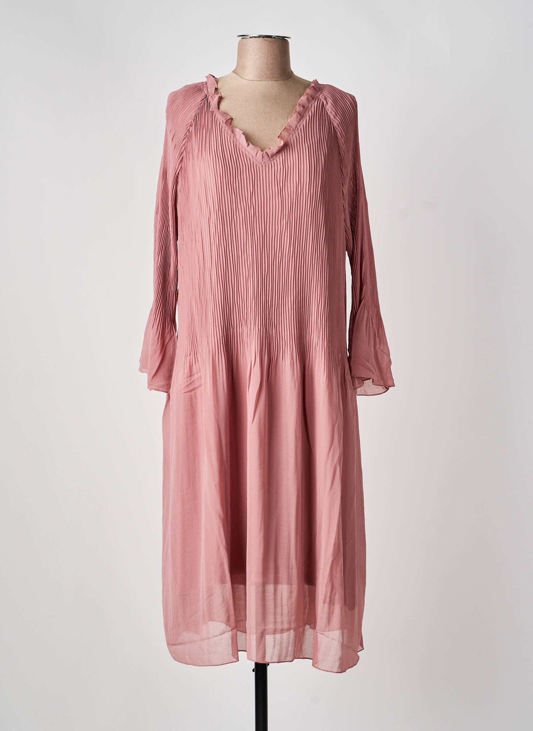 Rochie lungă mâneci lungi mâneci lungi roz SHEEGO femeie