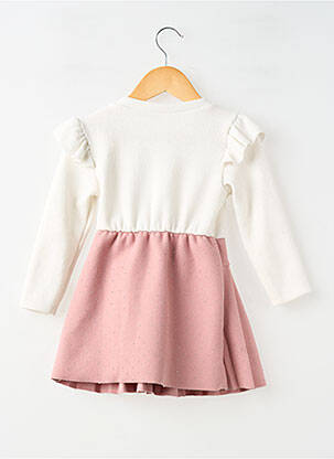 Rochie midi guler rotund mâneci lungi roz !OHO! fată