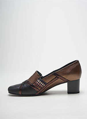 Mocasini material neted toc de 4 la 6 cm maro INEA femeie