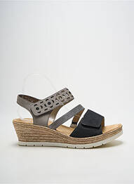 Sandale/pantofi decupați toc platformă toc de 4 la 6 cm gri RIEKER femme
