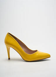 Pantofi cu toc material neted toc de 7 la 9 cm galben GIULIA femme