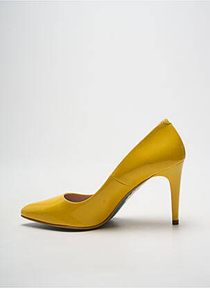 Pantofi cu toc material neted toc de 7 la 9 cm galben GIULIA femeie