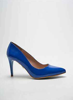 Pantofi cu toc material neted toc de 7 la 9 cm albastru GIULIA femeie