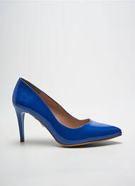 Pantofi cu toc material neted toc de 7 la 9 cm albastru GIULIA femeie