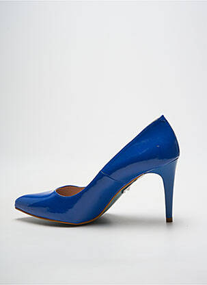 Pantofi cu toc material neted toc de 7 la 9 cm albastru GIULIA femeie