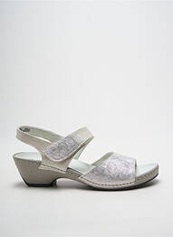 Sandale/pantofi decupați țesătură satinată toc de 4 la 6 cm argintiu ACO femme