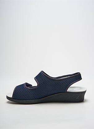 Papuci/pantofi de casă închidere cu arici toc de 4 la 6 cm albastru SEMELFLEX femme